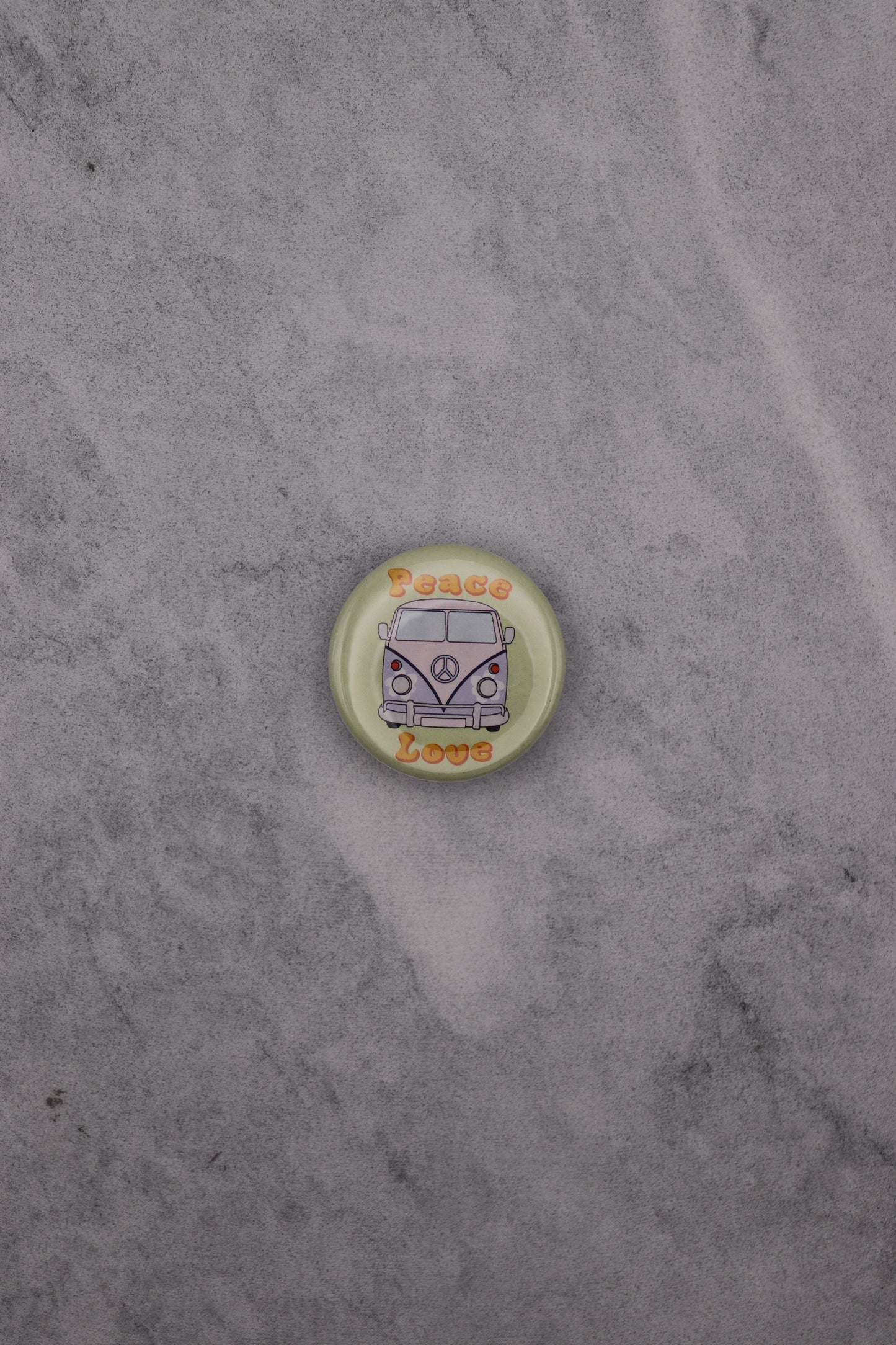 Peace And Love Camper Van Button Badge