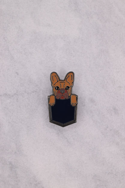 Denim Pocket Dog Enamel Pin