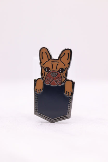 Denim Pocket Dog Enamel Pin