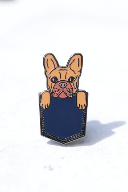 Denim Pocket Dog Enamel Pin