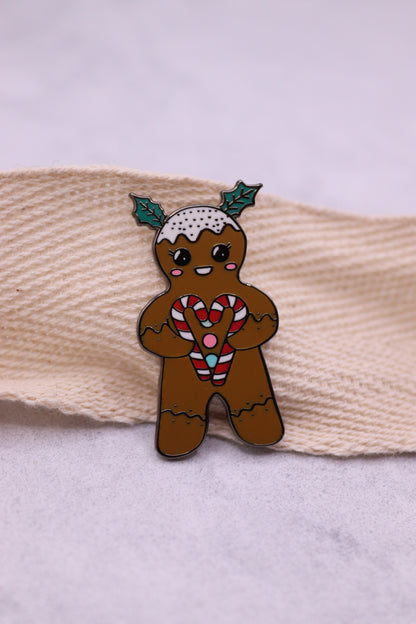 Festive Christmas Gingerbread Enamel Pin