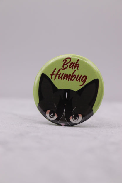 Bah Humbug Grumpy Cat Button Badge