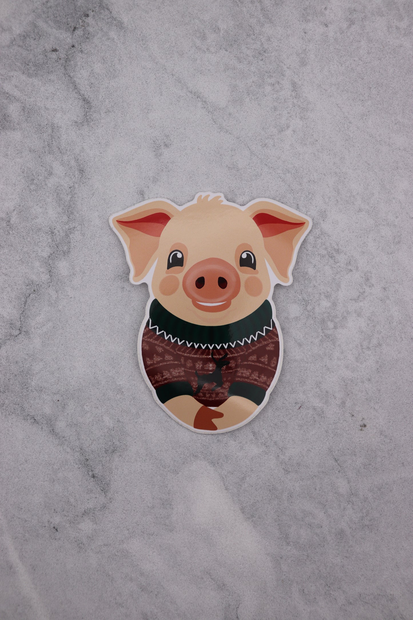 Christmas Pig Wearing a Festive Reindeer Jumper