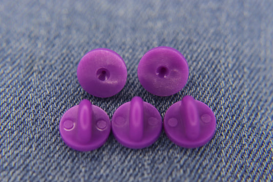 5 Purple Rubber Pin Backs