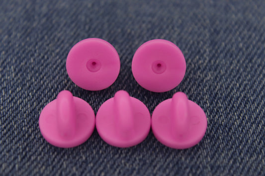5 Pink Rubber Pin Backs