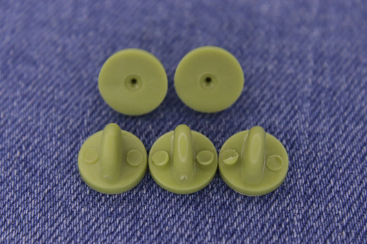 5 Khaki Green Rubber Pin Backs