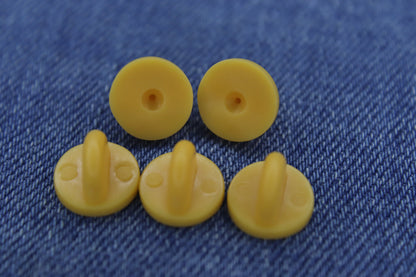 5 Amber Yellow Rubber Pin Backs