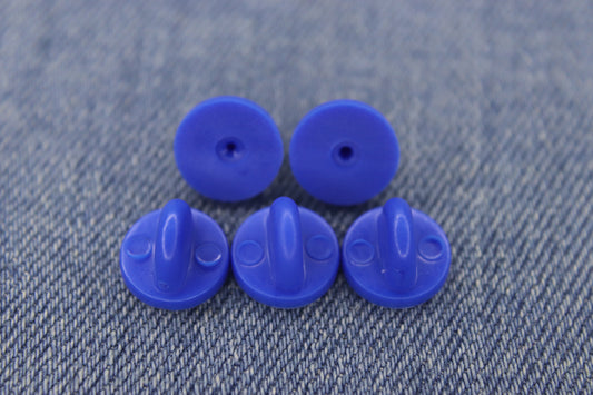 5 Blue Rubber Pin Backs