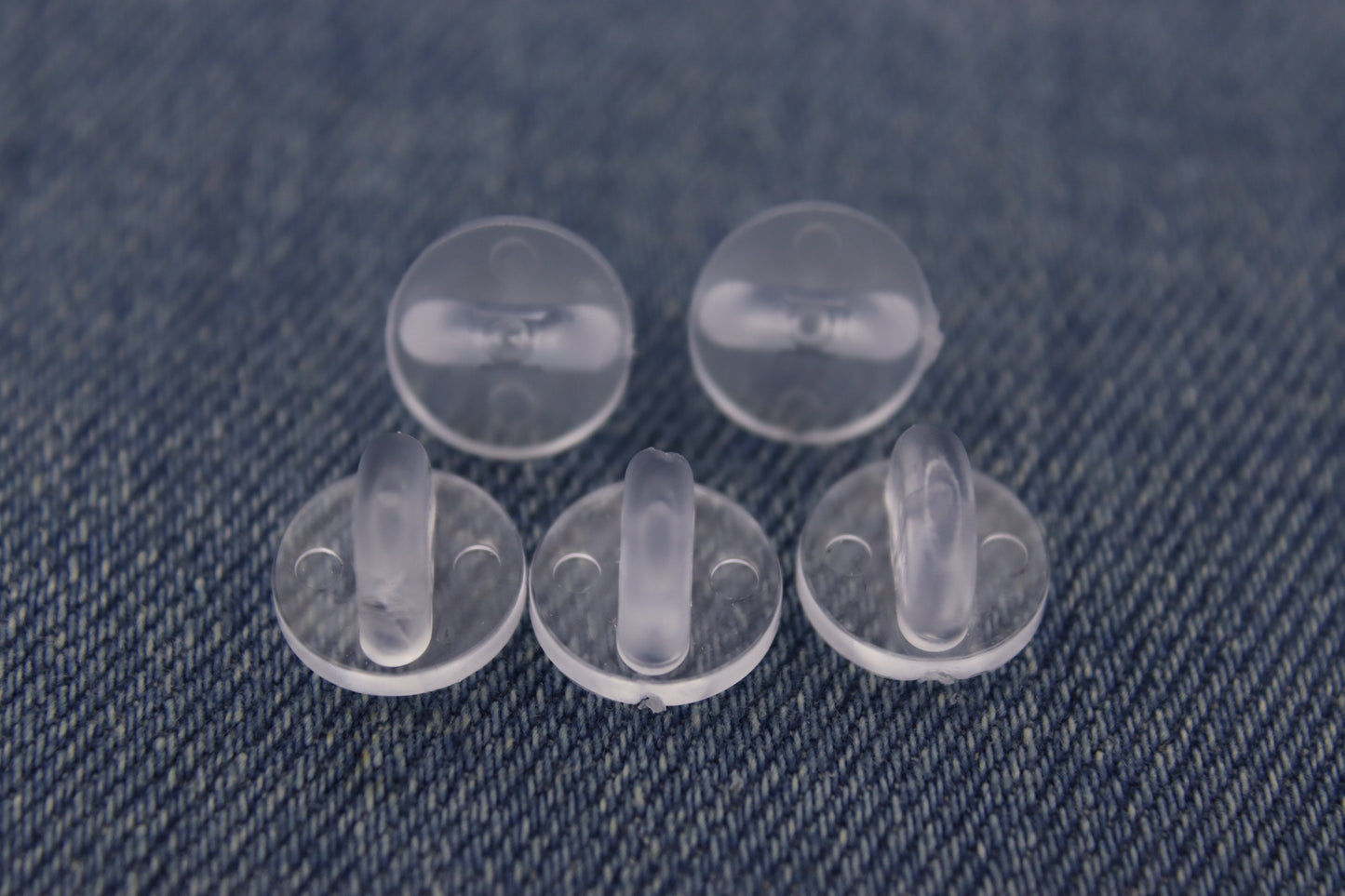 5 Clear Rubber Pin Backs