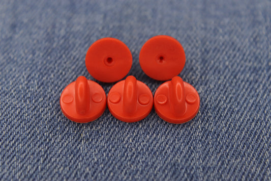 5 Red Rubber Pin Backs